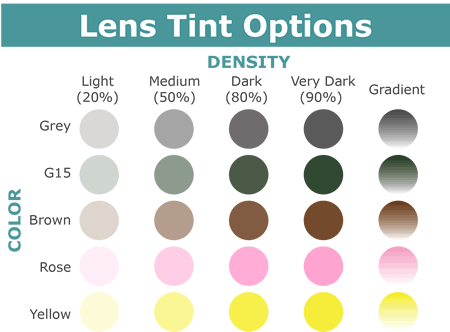Eyeglass lens tint options